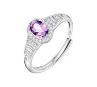 LCDIUDIU Ring Silber 925 Damen Verstellbar,Oval Geschliffener Natürlicher Topas Citrin Roter Rubin Halo Verlobungsring für Frauen, Zirkonia Band, Verstellbar, Jahrestag, Hochzeitsversprechens band