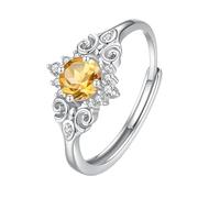 LCDIUDIU Ring Silber 925 Damen Verstellbar,Solitärring Aus Natürlichem Edelstein Im Brillantschliff für Damen, Silbernes Herz, Keltischer Knoten, Verstellbar, Ewigkeitsring Zum Jahrestag, Verlobu