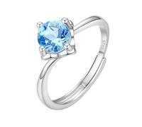 LCDIUDIU Ringe Frauen Silber 925,5 Mm 6 Mm Brillantschliff Solitär Edelstein Verlobungsringe für Frauen Silber Infinity Band Verstellbar Jubiläumsversprechen Ehering Topas 6 Mm