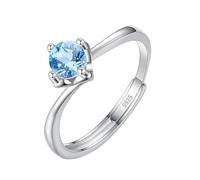 LCDIUDIU Ringe Frauen Silber 925,5 Mm 6 Mm Brillantschliff Solitär Edelstein Verlobungsringe für Frauen Silber Infinity Band Verstellbar Jubiläumsversprechen Ehering Topas 5 Mm