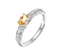 LCDIUDIU Ringe Frauen Silber 925,Natürlicher Edelstein Halb Ewigkeitsring für Frauen Silber Geburtsstein Zirkonia Band Verstellbar Jahrestag Hochzeit Verlobungsring für Sie Geschenk Citrin
