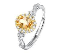 LCDIUDIU Ringe Frauen Silber 925,Natürlicher Edelstein Topas Amethyst Citrin Rubin Solitär Verlobungsring Silber Geburtsstein Infinity Band Hochzeit Ewigkeitsband für Sie Geschenk Citrin