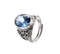 LCDIUDIU Ringe Frauen Silber 925,Natürlicher Saphirring für Männer Und Frauen, Vintage, Handgefertigt, Graviert, Keltischer Knoten, Klobiges Band, Verstellbares Edelsteinband, Valentinstagsgesche