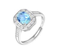 LCDIUDIU Ringe Frauen Silber 925,Oval Geschliffener Natürlicher Edelstein Saphir Verlobungsringe für Frauen Geburtsstein Band Verstellbar Versprechen Jahrestag Ehering für Sie Geschenk Topas