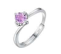 LCDIUDIU Silber Ringe 925 Frauen,5 Mm 6 Mm Brillantschliff Solitär Edelstein Verlobungsringe für Frauen Silber Infinity Band Verstellbar Jubiläumsversprechen Ehering Amethyst 5 Mm