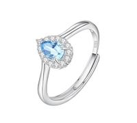 LCDIUDIU Silber Ringe 925 Frauen,Birnenschliff Natürlicher Edelstein Halo Verlobungsring für Frauen Wishbone Band Verstellbar Braut Jubiläum Hochzeitsversprechen Band für Sie Topas