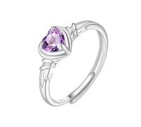 LCDIUDIU Silber Ringe 925 Frauen,Herzförmiger Natürlicher Topas Rubin Solitär Verlobungsring für Frauen, Wickel Infinity Band, Verstellbar, Jahrestag, Hochzeitsversprechens band für Sie, Amethyst