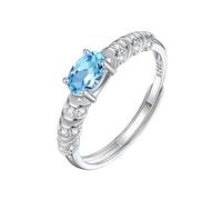 LCDIUDIU Silber Ringe 925 Frauen,Natürlicher Edelstein Halb Ewigkeitsring für Frauen, Silber, Geburtsstein, Zirkonia, Verstellbar, Jahrestag, Hochzeit, Verlobungsring für Sie, Geschenk, Topas