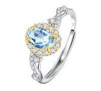 LCDIUDIU Silber Ringe 925 Frauen,Natürlicher Edelstein Topas Amethyst Citrin Rubin Solitär Verlobungsring Silber Geburtsstein Infinity Band Hochzeit Ewigkeitsband für Sie Geschenk Topas