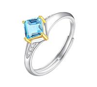 LCDIUDIU Silber Ringe 925 Frauen,Quadratischer Kissenschliff Natürlicher Roter Rubin Saphir Verlobungsring für Frauen Edelsteinband Verstellbar Zirkonia Jubiläum Hochzeitsversprechen Band Topas