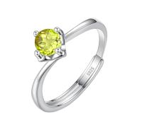 LCDIUDIU Silber Ringe 925 Frauen Verstellbar,5 Mm 6 Mm Brillantschliff Solitär Edelstein Verlobungsringe für Frauen Silber Infinity Band Verstellbar Jubiläumsversprechen Ehering Peridot 5 Mm