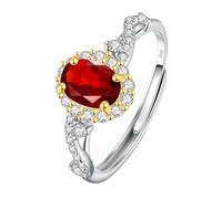 LCDIUDIU Silber Ringe 925 Frauen Verstellbar,Natürlicher Edelstein Topas Amethyst Citrin Rubin Solitär Verlobungsring Silber Geburtsstein Infinity Band Hochzeit Eternity Band für Sie Geschenk Rub