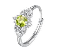 LCDIUDIU Silber Ringe 925 Frauen Verstellbar,Solitärring Aus Natürlichem Edelstein Im Brillantschliff für Damen, Silbernes Herz, Keltischer Knoten, Verstellbar, Ewigkeit, Jahrestag, Verlobung, Eh