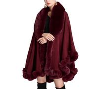 LCDIUDIU Strick Cape Mantel für Damen im Winter, beige, Kunstfell Revers, Oversize Cardigans, Ponchos, Oversize Schal, Decke, Strick Wraps, eleganter Pullover, Umhang für Hochzeit, Braut, Brautjun