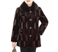 LCDIUDIU Winterjacke Damen,Damen Winterjacke Mit Fleecefutter, Gesteppt, Kunstpelzkragen, Braun, Langarm, Revers, Knöpfe, Mit Tasche, Stilvolle Taillierte Kurze Übergangsjacke, Braun L