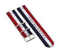 LCHASOP 22-mm-Schlaufenarmband, Einteilig Geflochtenes Armband, Edelstahlschließe, Elastischer Textilersatz, Verstellbares Sportarmband,Blau Weiß Rot,22 mm