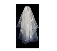 LCJQ Einfacher Tüll für Damen Bling Bling zweilagiger kurzer Hochzeits-Brautschleier, glänzender Pailletten-Glitzer-Braut-Mesh-Schleier, Metallkamm, Ellbogenlänge dünner Schleier Brautschleier