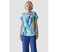 Print-Shirt LECOMTE "T-Shirt", Damen, Gr. 46, blau (dunkelblau), 50%Baumwolle 50%Modal, gemustert, feminin, gerade, Kurzarm, Shirts (17217803-46) dunkelblau