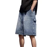 LCpddajlspig Herren Baggy-Jeans Bermudas Jeanshose Kurz Stretch Hosen Sommer Jeansshorts Weite Jeanshosen Herrenshorts Sommerhose Sommerjeans Blau L