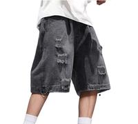LCpddajlspig Herren Kurze Hosen Sommer, Kurze Jeans Herren Shorts Baggy-Jeans Bermudas Jeanshose Kurz Stretch Hosen Sommer Jeansshorts Weite Jeanshosen Herrenshorts Sommerhose Sommerjeans Schwarz XXL