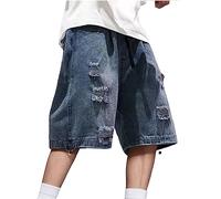 LCpddajlspig Kurze Herren Jeans, Kurze Jeans Herren Shorts Baggy-Jeans Bermudas Jeanshose Kurz Stretch Hosen Sommer Jeansshorts Weite Jeanshosen Herrenshorts Sommerhose Sommerjeans Blau L