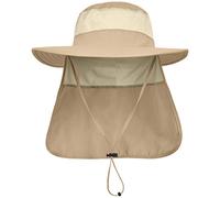 LCZTN Safari-Kappe für Herren, LSF 50+, mit breiter Krempe, zum Angeln, Wandern, mit Nackenklappe für Gartenarbeit, khaki, Einheitsgröße