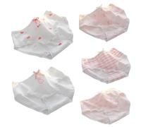 Ldabrye 5 x Kaninchen-Herz-Druck, Damen-Unterwäsche, Mädchen, Spitzenbesatz, süße Schleife, Slips, bequeme Unterhose, bequeme Baumwoll-Slips, mehrfarbig, L