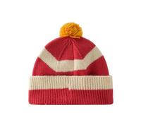 Ldabrye Regenbogen-Streifen-Totenkopf-Mütze, Bommelmütze, universal, Mädchen, Beanie-Mütze, Winter, rot, Einheitsgröße