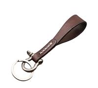 Ldabrye Schlüsselanhänger aus echtem Leder, für Auto, Schlüsselhalter, Kette, Universalschlüssel, für Damen und Herren, dark coffee, silver buckle