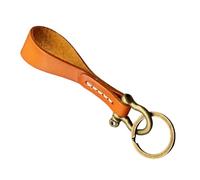 Ldabrye Schlüsselanhänger aus echtem Leder, für Auto, Schlüsselhalter, Kette, Universalschlüssel, für Damen und Herren, helles kaffebraun, silver buckle