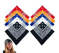 LDBKLGHJ Bandana-Pirat Set - 10er Pack Baumwoll-Paisley Druck Halstücher für Herren und Damen - Vielseitige 22x22 Inch Baumwolle Cowboy Stirnband mit Kopfbedeckung & Haarschmuck