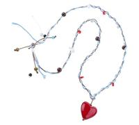 Ldbuejiaja Harz Herz Anhänger, Schlüsselbeinkette, verstellbares gewebtes Seil, Halskette, symbolisiert Liebe, Geschenk für Frauen, verstellbare Halskette