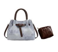 LDDIFHWW Geräumige Damen Tragetasche, Schultertasche, Elegant, mit Inneneinteilung, Leicht, Aus PU Polyester Material, Ideal für Reisen, Blau