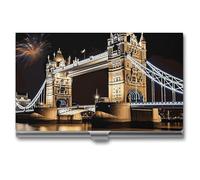 LDGSUPH Night London Tower Bridge Visitenkartenhalter, minimalistische Brieftasche, RFID-blockierend, Kreditkartenhalter, schlanke Namenskartenhalter, kompakte Aluminiumlegierung, Visitenkartenetui
