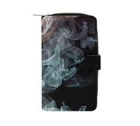 LDGSUPH Psychedelic Smoke Leather Long Wallet Adult Travel Zipper Long Purse Multifunctional Credit Card Holder 12 Card Slots