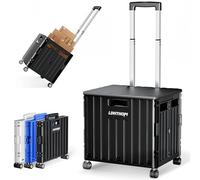 LDHTHOPI Einkaufstrolley klappbar 65L,MAX 50KG Trolley mit Teleskopgriff,4 Zerlegbaren Drehbaren Rädern,100 x 42 x 37 Hohe Kapazität Einkaufstrolley,für Einkaufen Picknick Aufbewahrungskiste,Schwarz