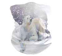 LDIYEU Weißer Schnee Eisbär Bandanas Gesichtsmaske 3D Kopfbedeckung Gesichtsschal UV-Schutz Kopftuch für Jungen Mädchen Outdoor Männer Frauen(2PACK)