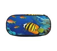 LDTVSFZQ The Underwater World Federmäppchen mit tropischem Fisch, großes Fassungsvermögen, niedliches Federmäppchen mit doppeltem Reißverschluss, tragbarer Stifthalter, Organizer, Make-up-Tasche für