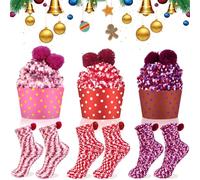 LDUMODUW Geschenk für Frauen Kuschelsocken Damen Weihnachten 3 Paar Lustige Socken Geschenkideen DIY Bequeme Warme Flauschige Haussocken Valentinstag Geschen für Mädchen Freundin Schwester Mama 39-42