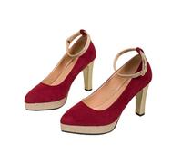 LDXEQIZ Vintage Wildleder Pumps Damen Glitzer High Heels Mit Pailletten Pointed Toe Mary Jane Sandalen Mit Blockabsatz Bequem Plateau Brautschuhe Für Hochzeit,Party,Büro(43 EU)