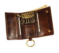 Le’aokuu Schlüsseletui Mini Leder Schlüsselanhänger Ledergeldbörse Kleine Geldbörse Damen Herren Autoschlüssel Tasche Schlüsselmäppchen (1064 Kaffee)