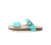 Le Clare Manu Tinta Unita - Damen Zehentrenner-Sandalen Pantoletten mit anatomischen Fußbett aus Naturkork - Farbe: aquamarin - Lackoberfläche - Größe 40