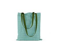 Le Jardin du Lin Bedruckte Einkaufstasche mit Grünen Langen Henkeln, Wiederverwendbare, Tasche, Faltbar, Stofftasche, Größe: 34 x 40 Cm
