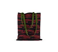 Le Jardin du Lin Bedruckte Einkaufstasche mit Grünen Langen Henkeln, Wiederverwendbare, Tasche, Faltbar, Stofftasche, Größe: 34 x 40 Cm