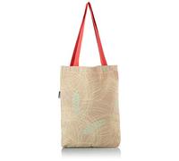 Le Jardin du Lin Bedruckte Einkaufstasche mit Roten Langen Henkeln, Wiederverwendbare, Tasche, Faltbar, Stofftasche, Größe: 34 x 40 Cm