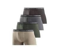 Boxer AUTHENTIC LE JOGGER "Boxershorts für Herren", Herren, Gr. 5M, 4 Stk., bunt (beige, olivgrün, grau, braun), Jersey, Obermaterial: 95% Baumwolle, 5% Elasthan, unifarben, körpernah, Unterhosen, sch
