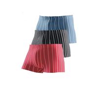Boxer LE JOGGER "Boxershorts für Herren", Herren, Gr. 5M, 3 Stk., bunt (blau, schwarz, rot), Jersey, Obermaterial: 90% Baumwolle, 5% Elasthan, 5% Polyester, gestreift, körpernah, Unterhosen, mit garng