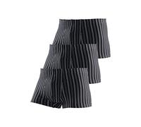 Boxer LE JOGGER "Boxershorts für Herren", Herren, Gr. 4S, 3 Stk., schwarz, Jersey, Obermaterial: 90% Baumwolle, 5% Elasthan, 5% Polyester, gestreift, körpernah, Unterhosen, mit garngefärbten Streifen,