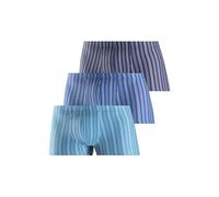 Boxer LE JOGGER "Boxershorts für Herren", Herren, Gr. 6 (L), blau (hellblau, blau, navy), Jersey, Obermaterial: 90% Baumwolle, 5% Elasthan, 5% Polyester, gestreift, körpernah, Unterhosen, mit garngefä