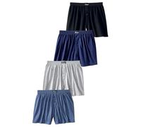 Weiter Boxer LE JOGGER Gr. 10, 4 St., blau (schwarz, marine, grau, meliert, blau, meliert) Herren Unterhosen Boxershorts aus angenehm weicher Baumwoll-Qualität (625549-10)